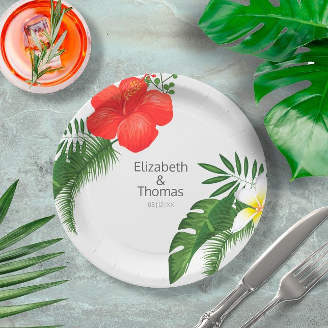 Tropical Floral Wedding ID475 Paper Plate (Creator Uploaded)