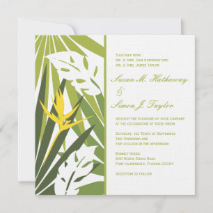 Tropical Floral Wedding Invitation - Green Yellow