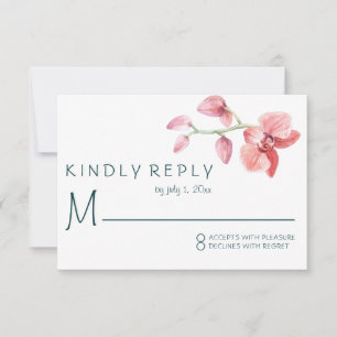 Tropical Floral Wedding Orchid RSVP Card