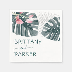 Tropical Floral Wedding Personalised Napkin