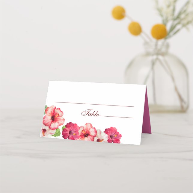 Tropical Floral Wedding Place Card (Front)