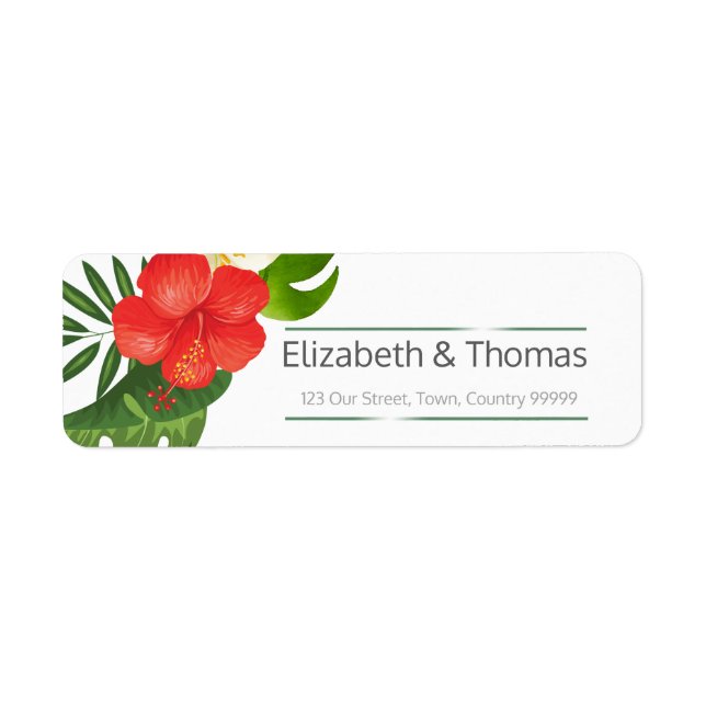 Tropical Floral Wedding Return Address ID475 (Front)