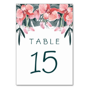 Tropical Floral Wedding Table Number