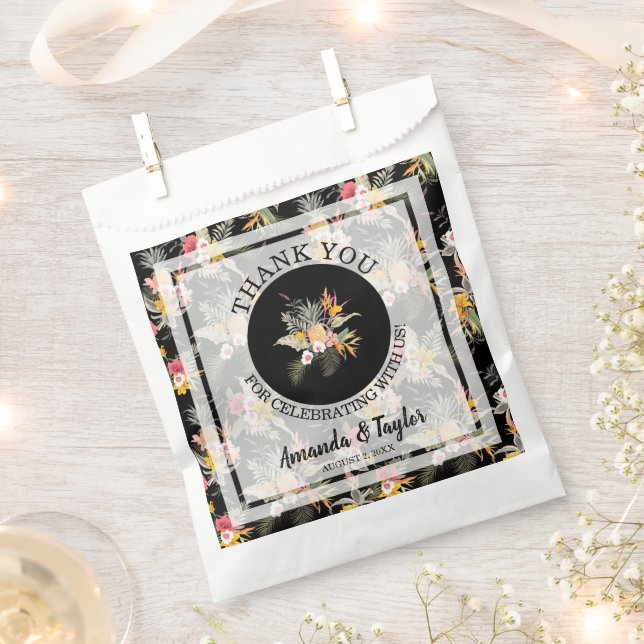 Tropical Floral Wedding Thank You Favour Bags (Clipped)