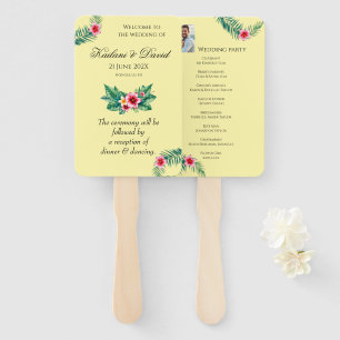 Tropical floral wedding theme hand fan
