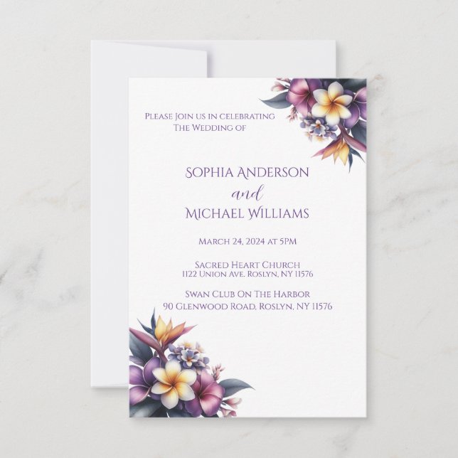 Tropical Floral Wedding Theme Invitation (Front)