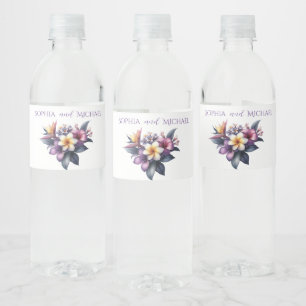 Tropical Floral-Wedding Water Bottle Label