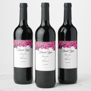 Tropical Floral Wedding Wine Label