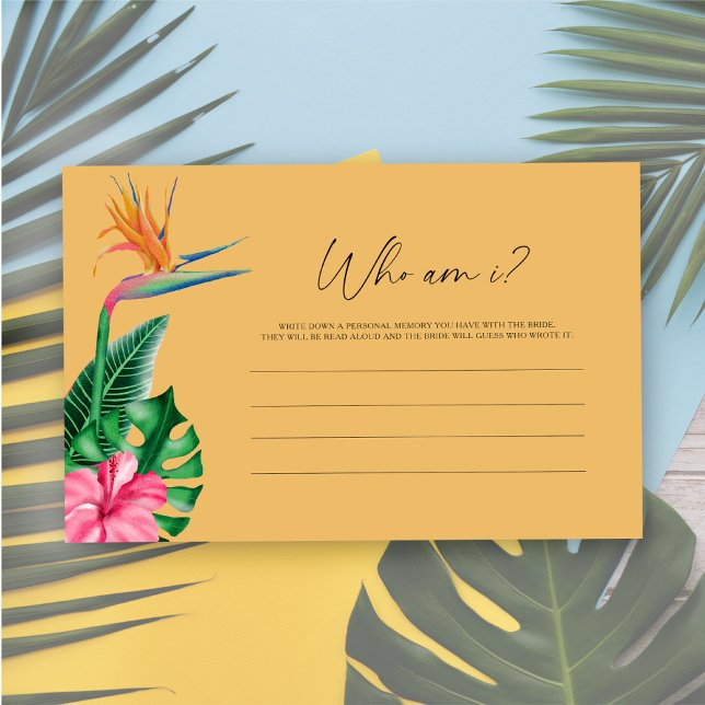 Tropical floral - Who am I bridal shower game Stationery (Creator Uploaded)