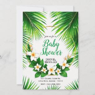 Tropical Floral with Palm Leaves Baby Shower Invitation