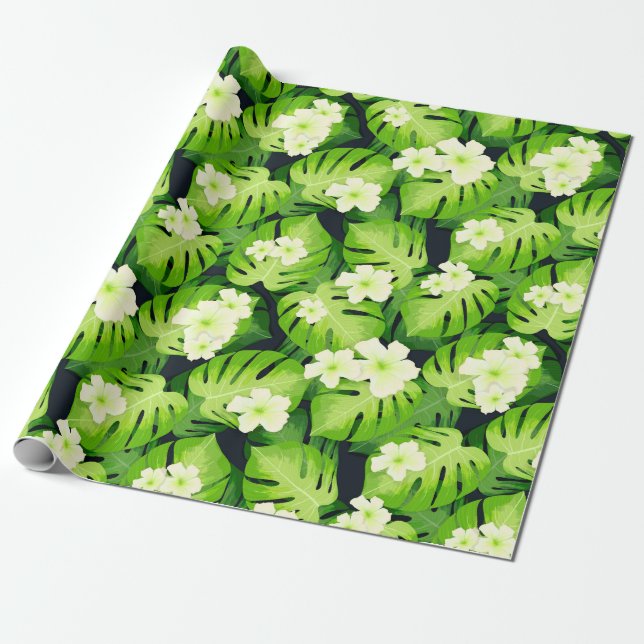 Tropical Floral Wrapping Paper (Unrolled)