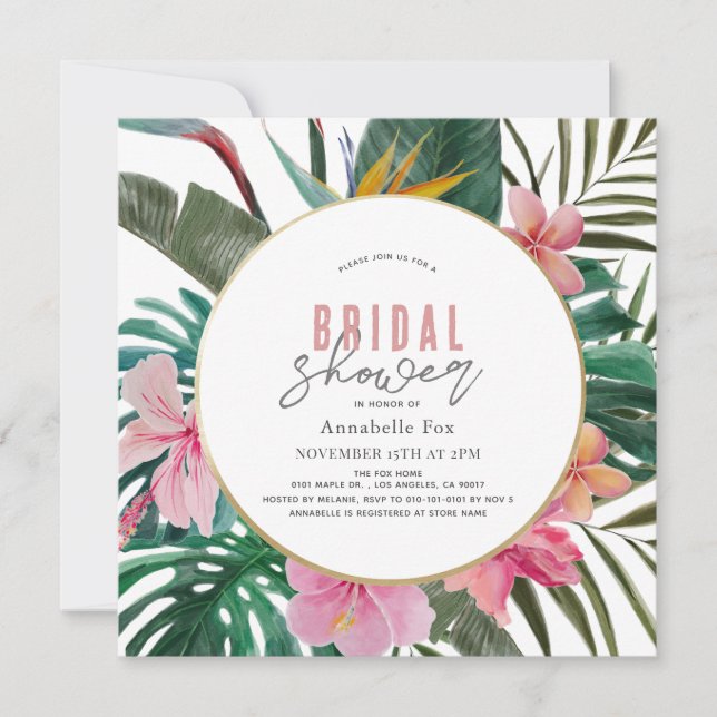 Tropical Floral Wreath Bridal Shower Invitation (Front)