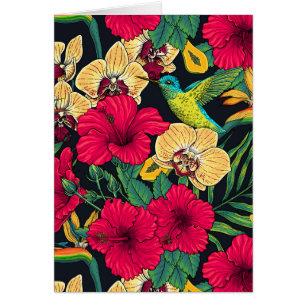 Tropical Florals and Hummingbird - Summer Botanica