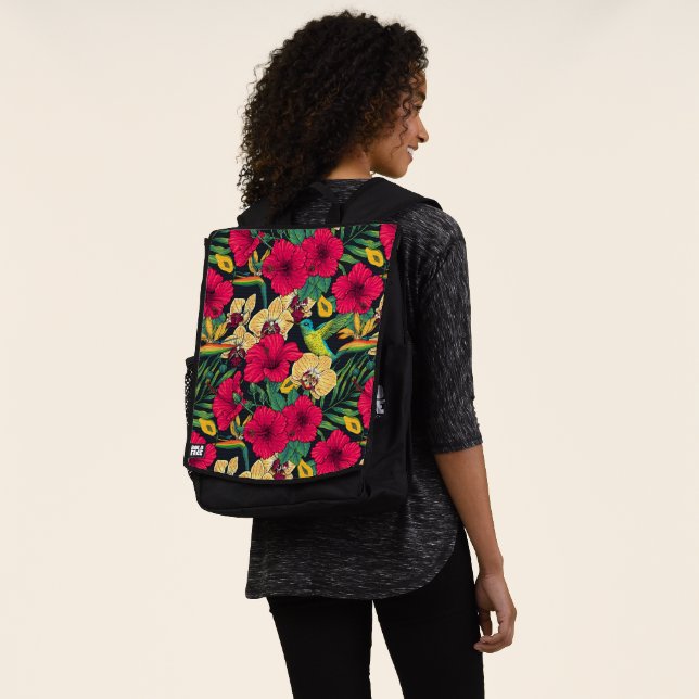 Tropical Florals and Hummingbird - Summer Botanica Backpack (Worn)