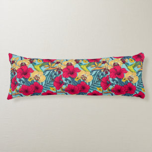 Tropical Florals and Hummingbird - Summer Botanica Body Cushion