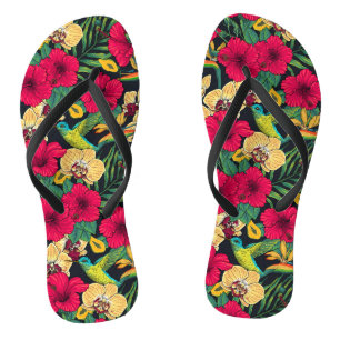 Tropical Florals and Hummingbird - Summer Botanica Jandals
