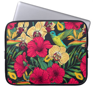 Tropical Florals and Hummingbird - Summer Botanica Laptop Sleeve