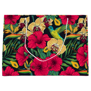 Tropical Florals and Hummingbird - Summer Botanica Large Gift Bag
