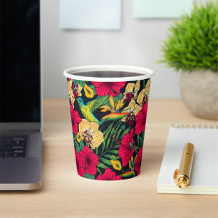 Tropical Florals and Hummingbird - Summer Botanica Paper Cups