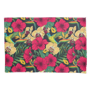 Tropical Florals and Hummingbird - Summer Botanica Pillowcase