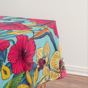 Tropical Florals and Hummingbird - Summer Botanica Tablecloth