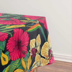 Tropical Florals and Hummingbird - Summer Botanica Tablecloth