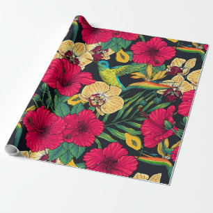 Tropical Florals and Hummingbird - Summer Botanica Wrapping Paper