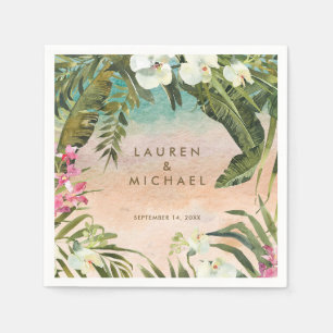 tropical florals beach summer wedding napkins