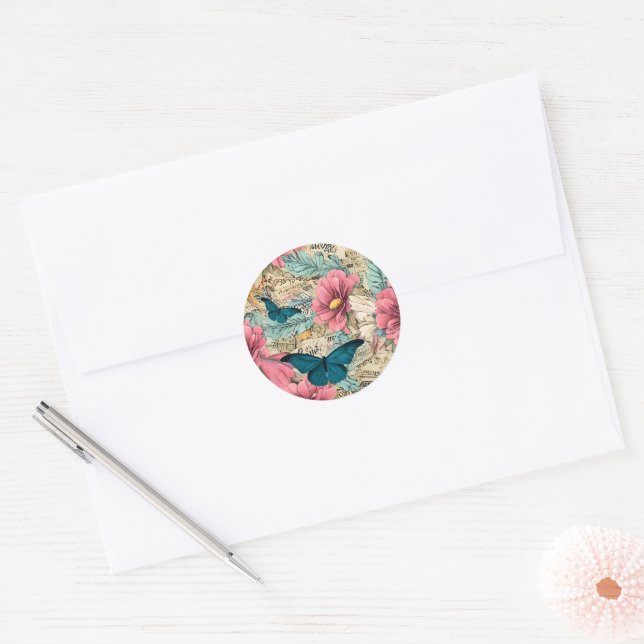 Tropical Florals & Butterflies Envelope Seals (Envelope)
