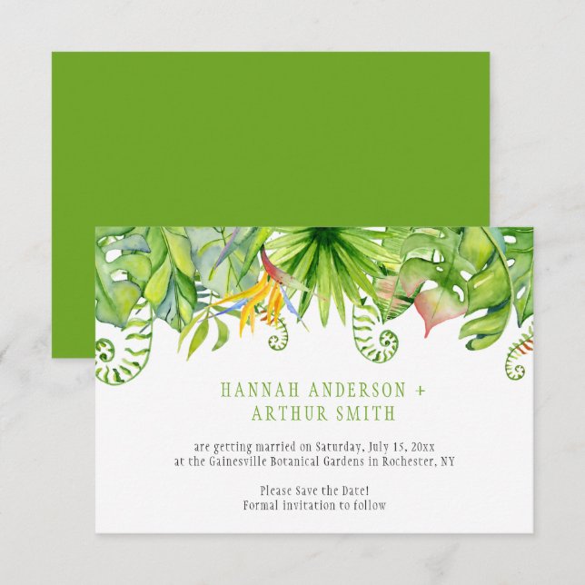 Tropical Florals Save The Date Invitations | (Front/Back)