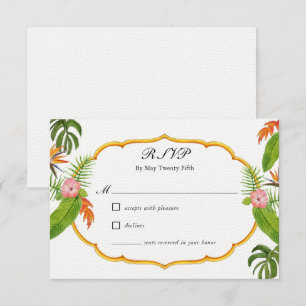 Tropical Florals Wedding RSVP Card