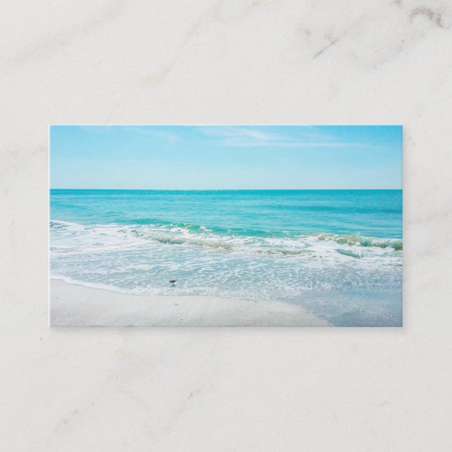 Tropical Florida Beach Sand Ocean Waves Sandpiper Business Card (Front)