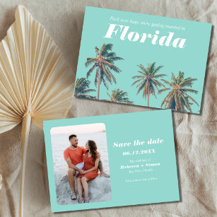 Tropical Florida Beach Wedding Photo Save the Date