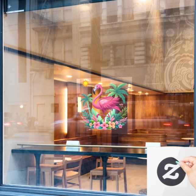 Tropical/Florida pink flamingo (Cafe Window)