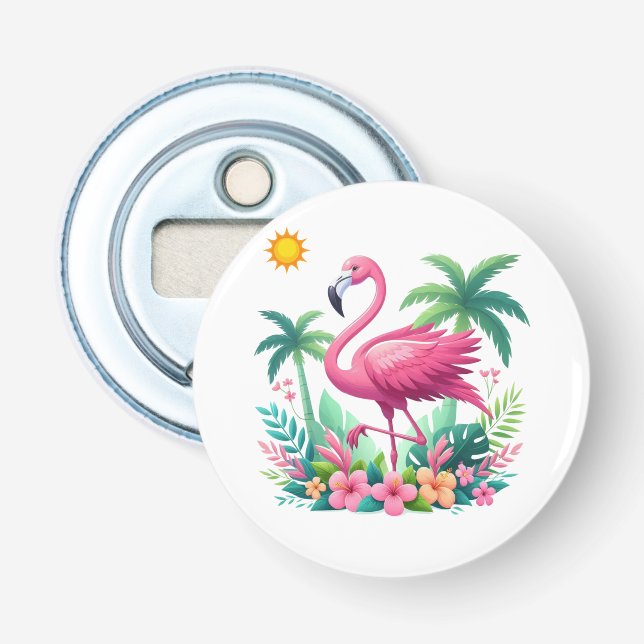 Tropical/Florida pink flamingo Bottle Opener (Front)