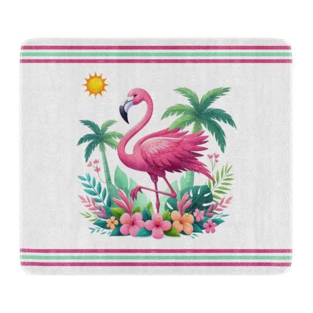 Tropical/Florida pink flamingo Cutting Board (Front)