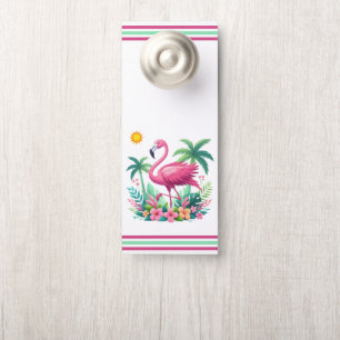 Tropical/Florida pink flamingo Door Hanger