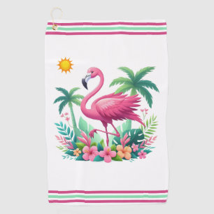 Tropical/Florida pink flamingo Golf Towel