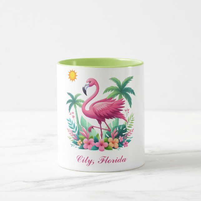 Tropical/Florida pink flamingo Mug (Center)