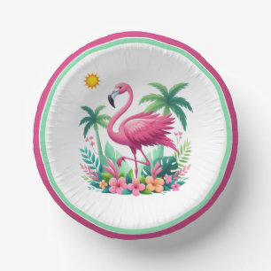 Tropical/Florida pink flamingo Paper Plate