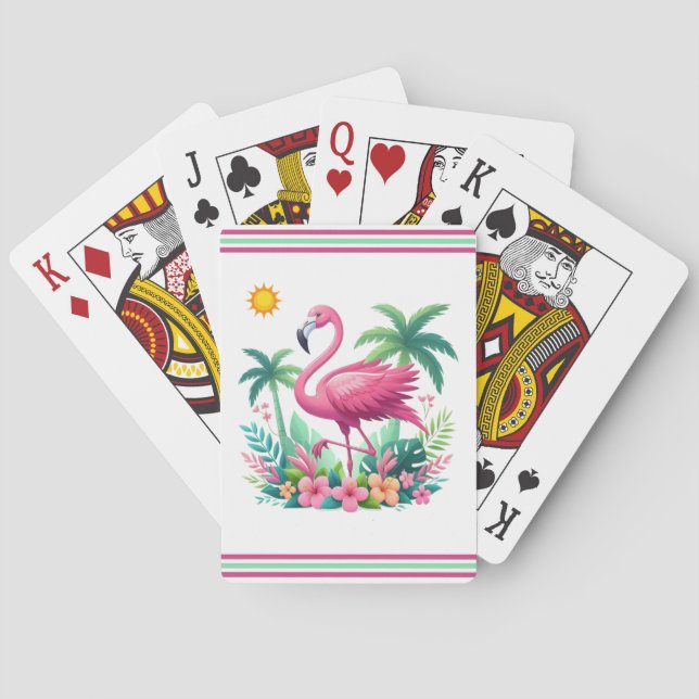 Tropical/Florida pink flamingo Playing Cards (Back)