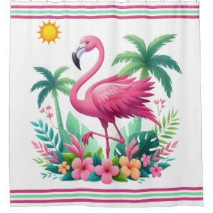 Tropical/Florida pink flamingo Shower Curtain