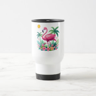 Tropical/Florida pink flamingo Travel Mug