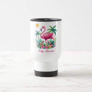Tropical/Florida pink flamingo Travel Mug