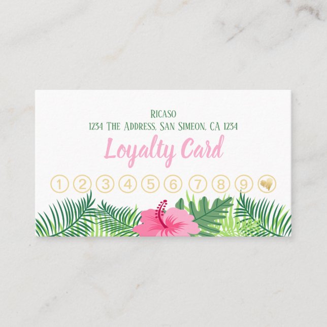 Tropical Flower 10th Appointment Personalised Loyalty Card (Front)