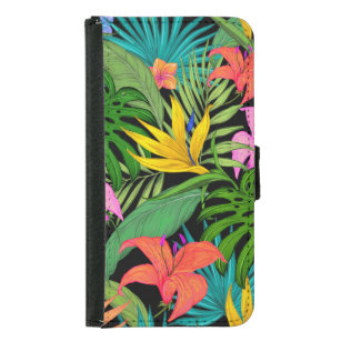 Tropical flower and palm leaf Hawaiian colourful Samsung Galaxy S5 Wallet Case