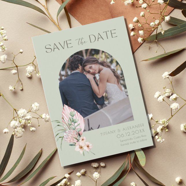 Tropical Flower Arch Photo Destination Wedding Save The Date (Creator Uploaded)