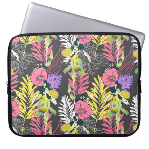 Tropical Flower Art: Original Pattern. Laptop Sleeve