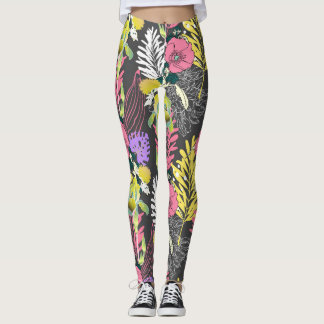 Tropical Flower Art: Original Pattern. Leggings