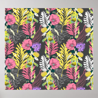 Tropical Flower Art: Original Pattern. Poster